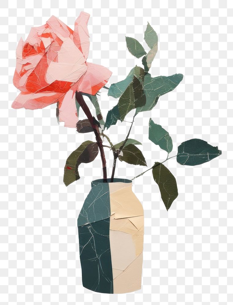 PNG Rose vase painting flower. AI generated Image by rawpixel.