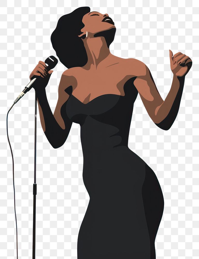 PNG Black woman singing microphone adult face. AI generated Image by rawpixel.
