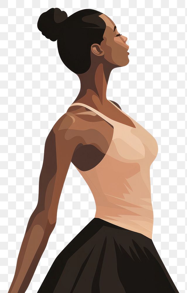 PNG Black women ballerina adult back face. 