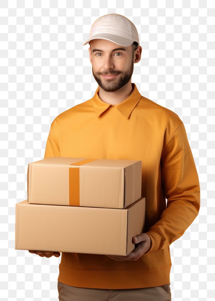 PNG Box cardboard adult man. AI generated Image by rawpixel.