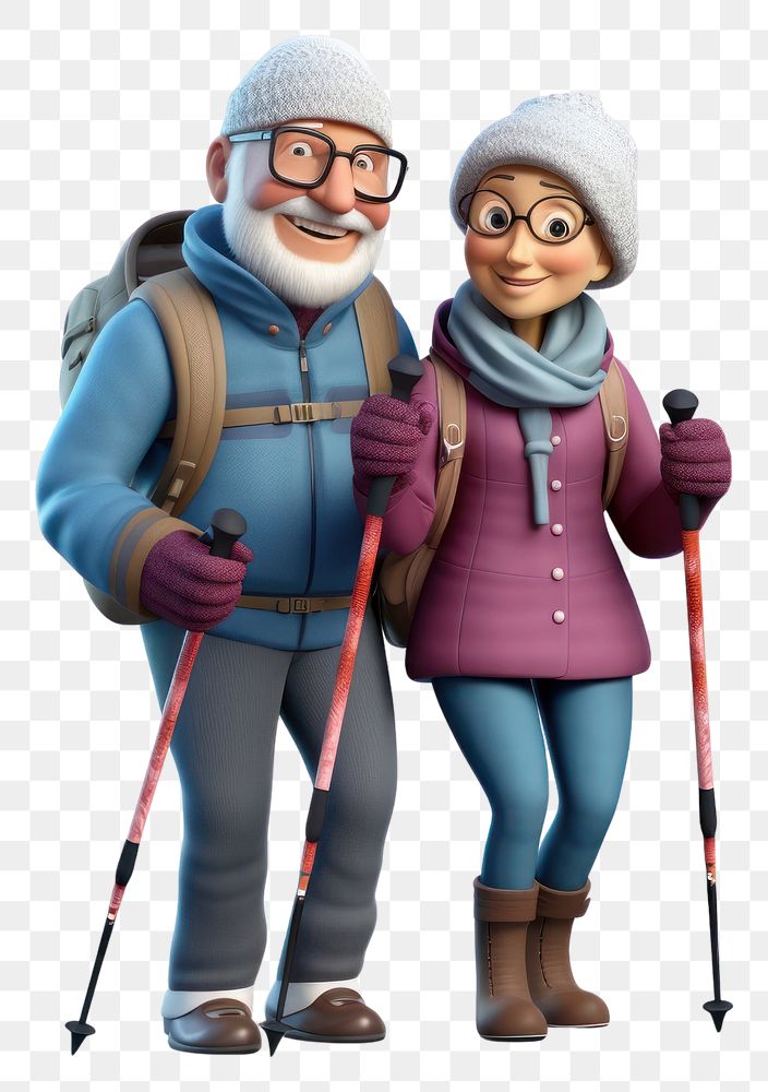 PNG Senior couple smiling cartoon walking. AI generated Image by rawpixel.
