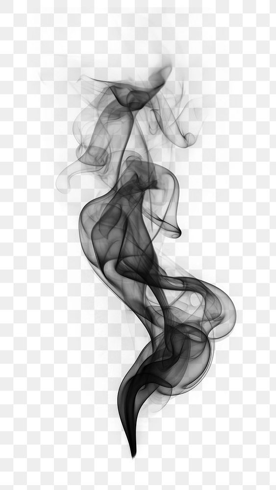 PNG Soft smoke raising black white black background. 