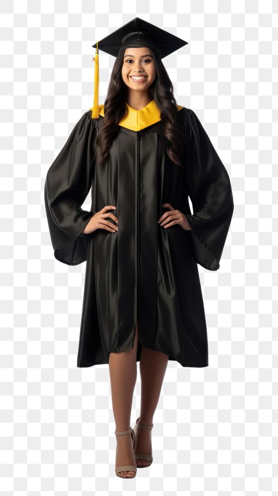 PNG A plain-looking graduate latino woman graduation portrait costume. AI generated Image by rawpixel.
