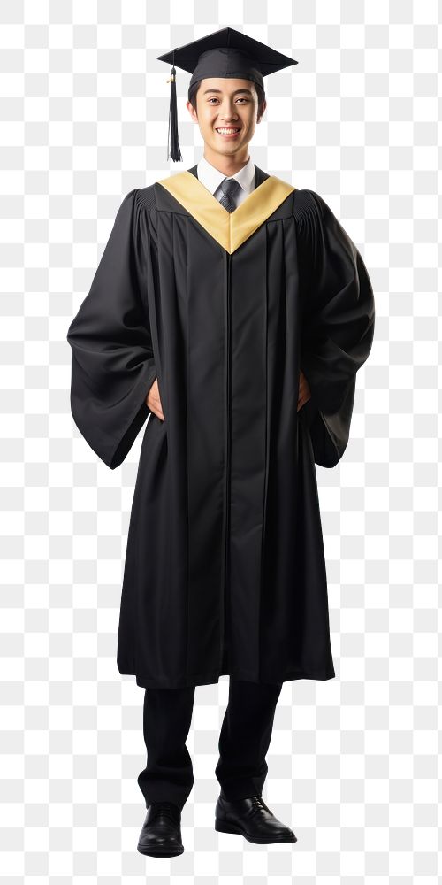 PNG A plain-looking graduate man graduation overcoat portrait. AI generated Image by rawpixel.