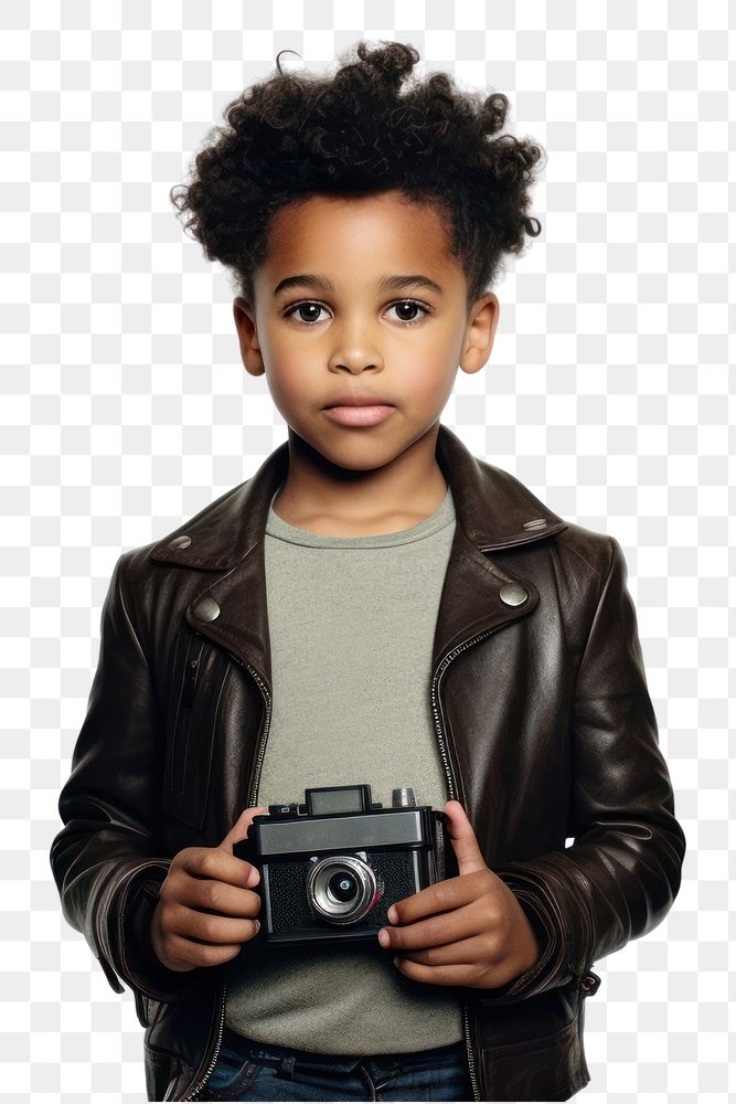 PNG Portrait camera jacket child. AI generated Image by rawpixel.