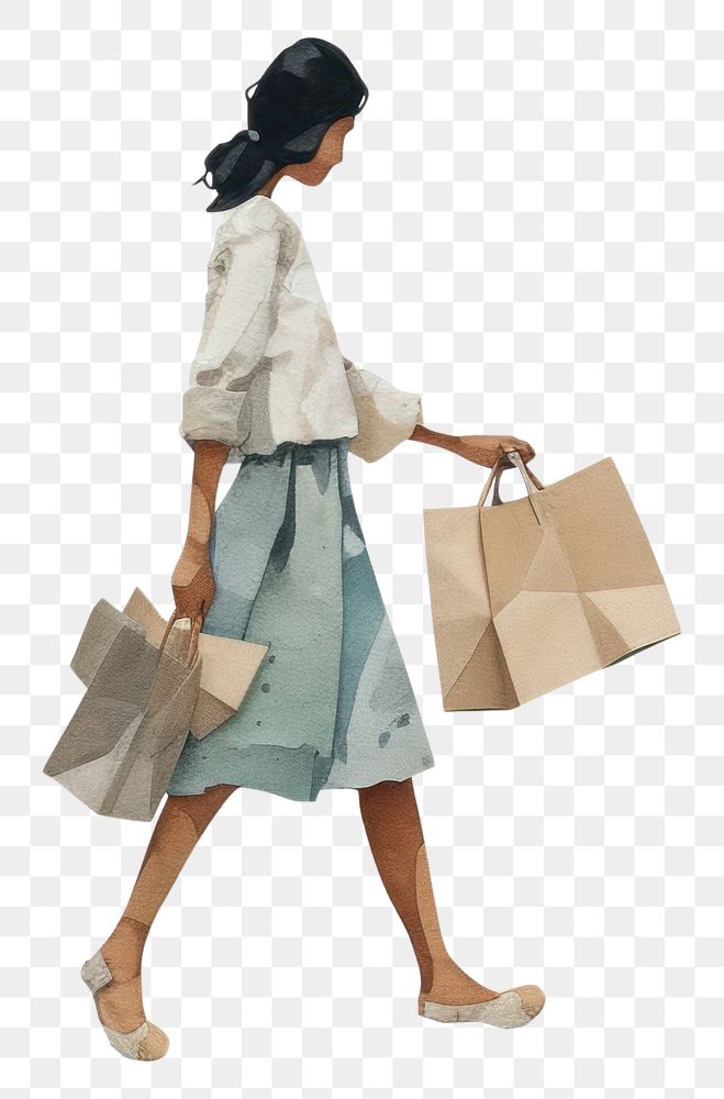 PNG Woman bag carrying shopping. AI generated Image by rawpixel.