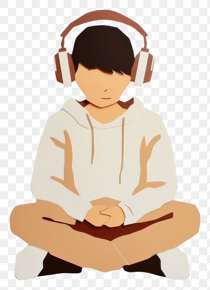 PNG Kid wearing headphone sitting headphones representation. 