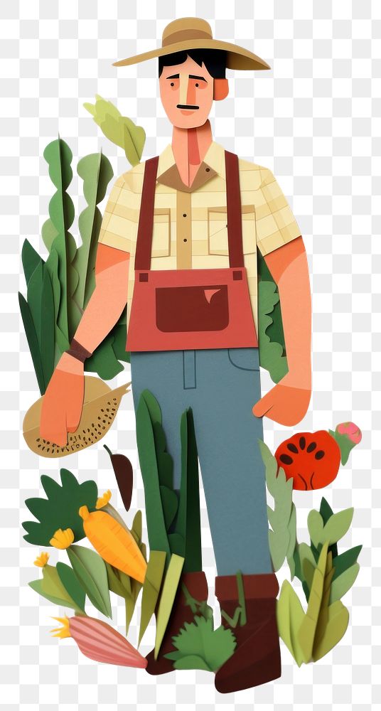 PNG Man farmer gardening painting plant. AI generated Image by rawpixel.
