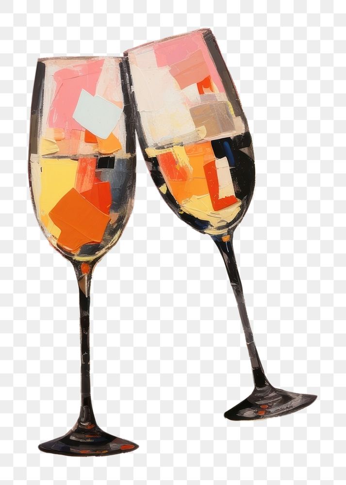 PNG Champagne toasting art painting glass. AI generated Image by rawpixel.