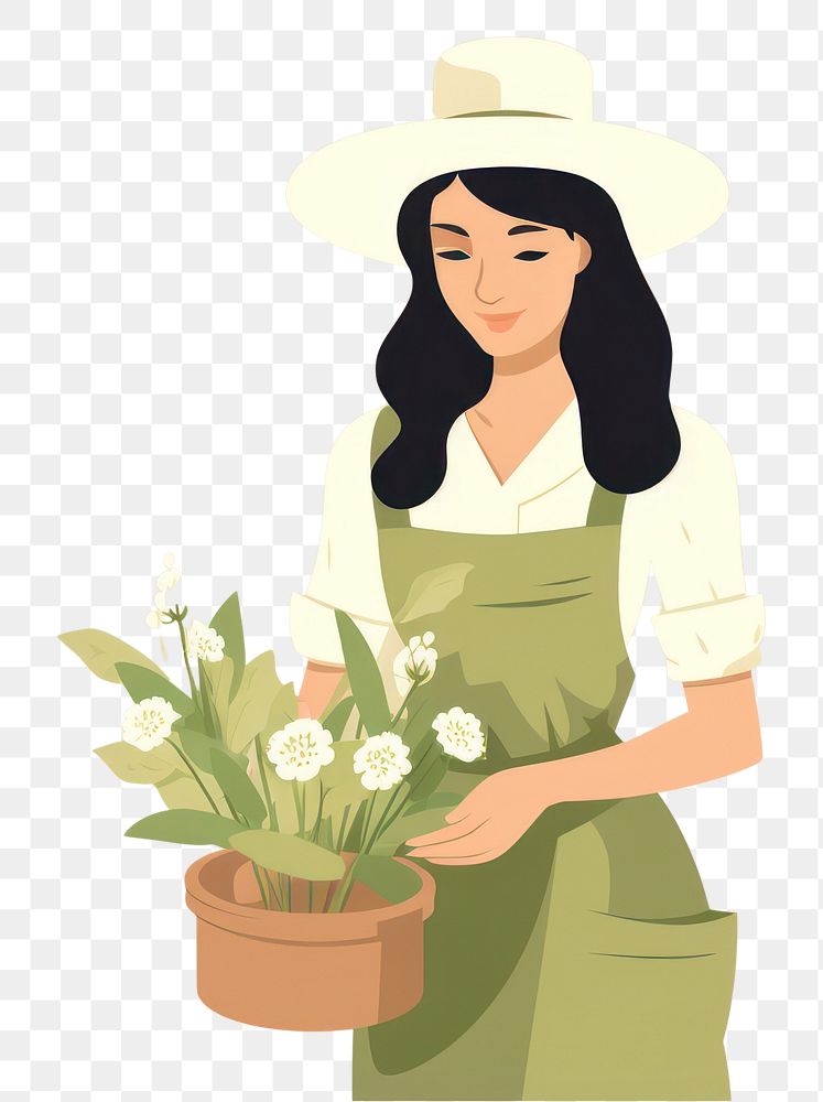 PNG Young woman gardener gardening flower adult. AI generated Image by rawpixel.