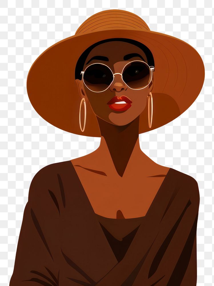 PNG African woman sunglasses portrait cartoon. AI generated Image by rawpixel.