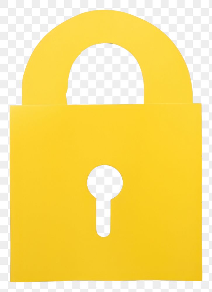 PNG Flat paper yellow padlock protection letterbox security. AI generated Image by rawpixel.