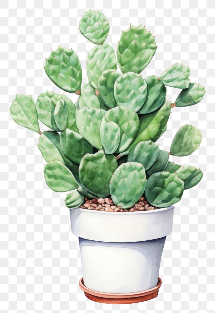 PNG Opuntia plant cactus white background houseplant. AI generated Image by rawpixel.