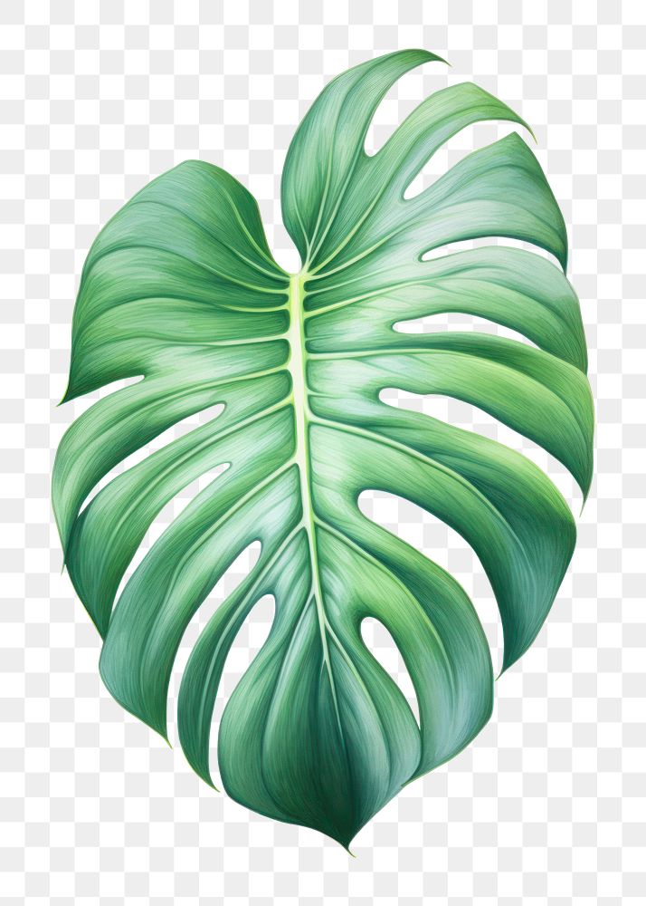 PNG Monstera leaf plant white background xanthosoma. AI generated Image by rawpixel.