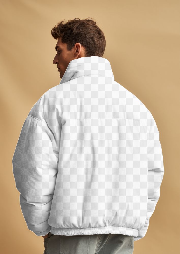 Puffer jacket png mockup, transparent design