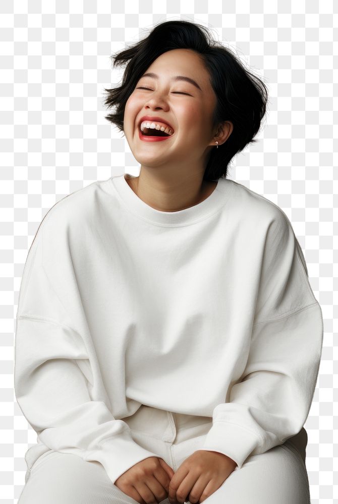 PNG Laughing sweater looking adult. AI generated Image by rawpixel.