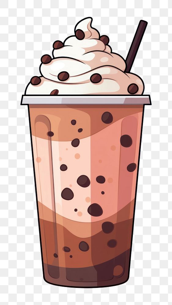 PNG Bubble tea milkshake dessert cartoon. AI generated Image by rawpixel.