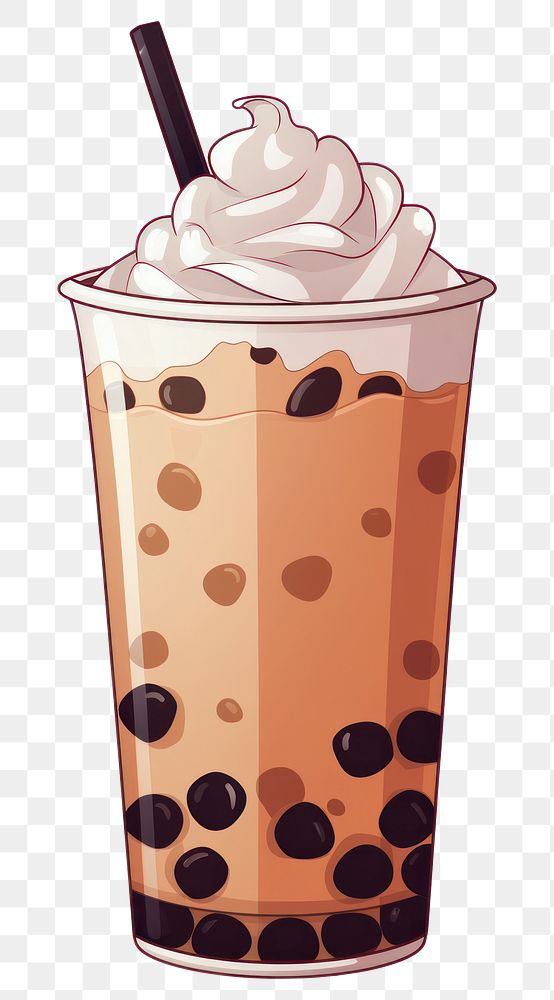 PNG  Bubble tea dessert cartoon drink. AI generated Image by rawpixel.