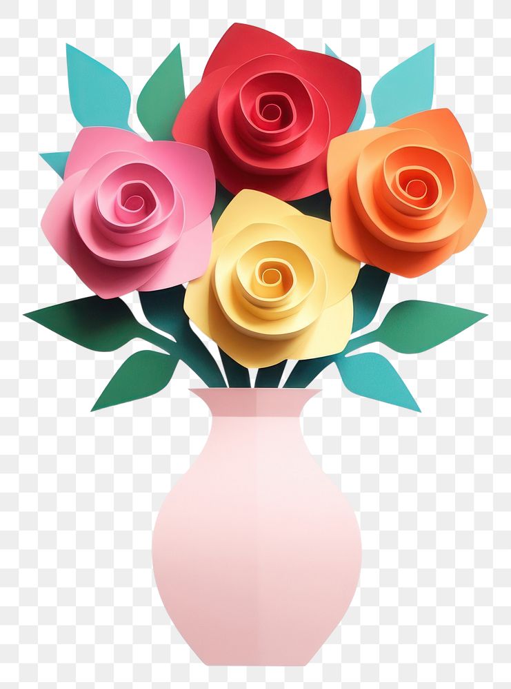 PNG Rose vase flower plant. AI generated Image by rawpixel.