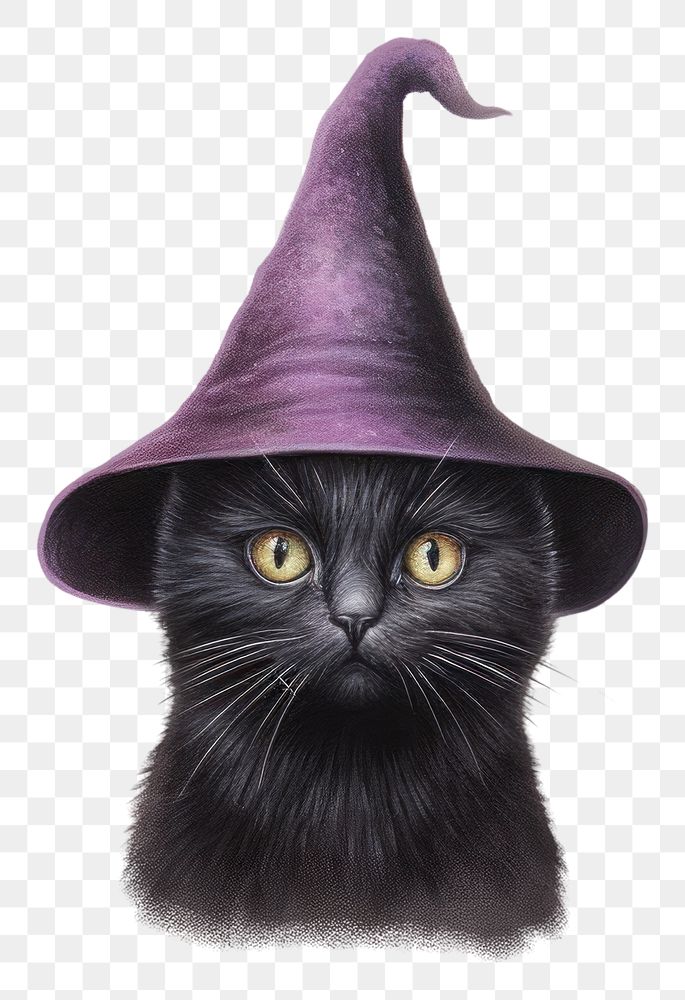 PNG Black cat witch drawing animal mammal. AI generated Image by rawpixel.