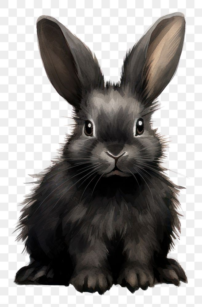 PNG Black rabbit animal mammal rodent. AI generated Image by rawpixel.