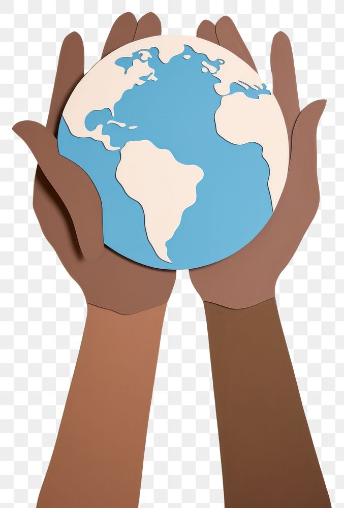 PNG Hands holding a paper earth planet togetherness topography. AI generated Image by rawpixel.