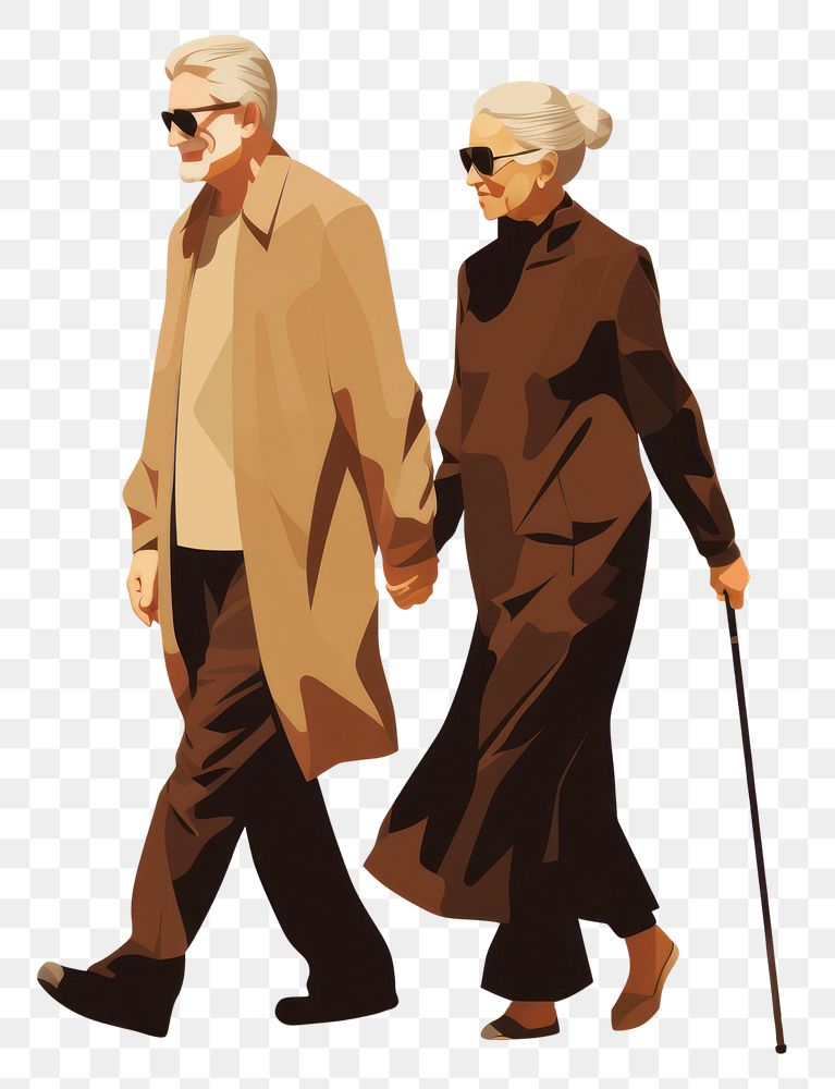 PNG Old couple walking glasses adult. AI generated Image by rawpixel.