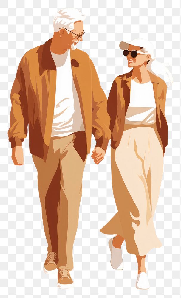 PNG Old couple walking footwear adult. AI generated Image by rawpixel.