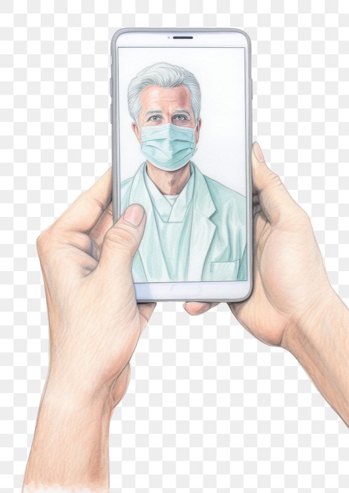 PNG Drawing doctor selfie adult. AI generated Image by rawpixel.