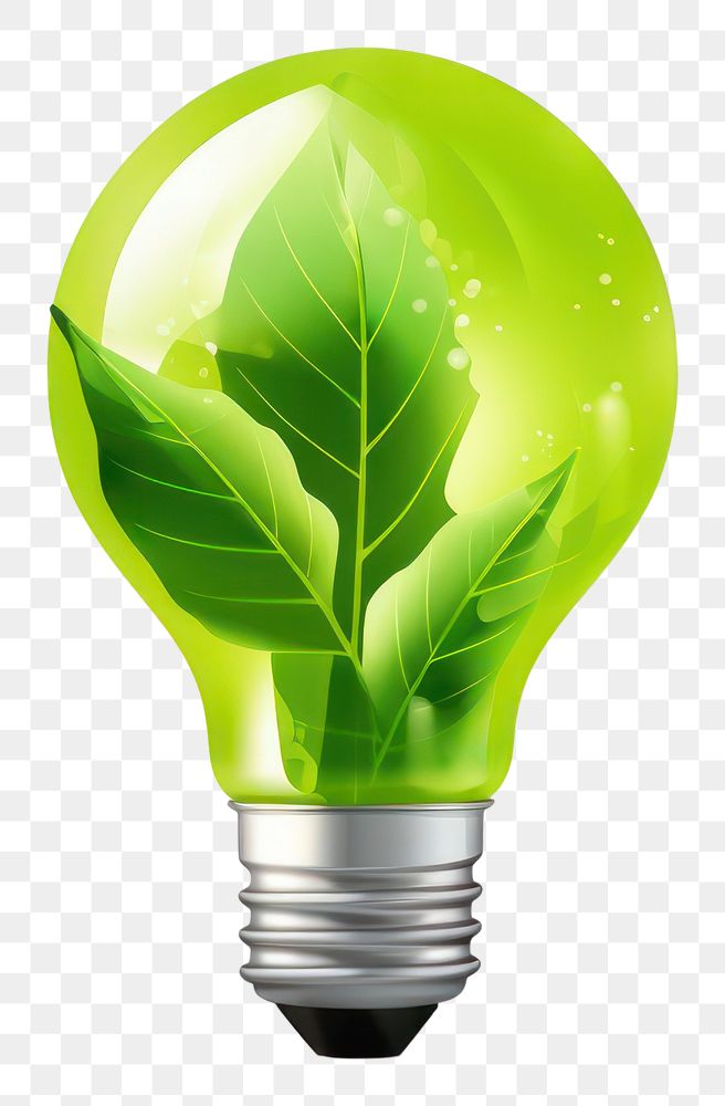 PNG Light lightbulb green leaf. AI generated Image by rawpixel.