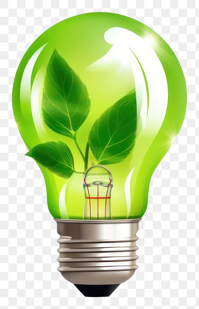 PNG Light lightbulb green leaf. AI generated Image by rawpixel.