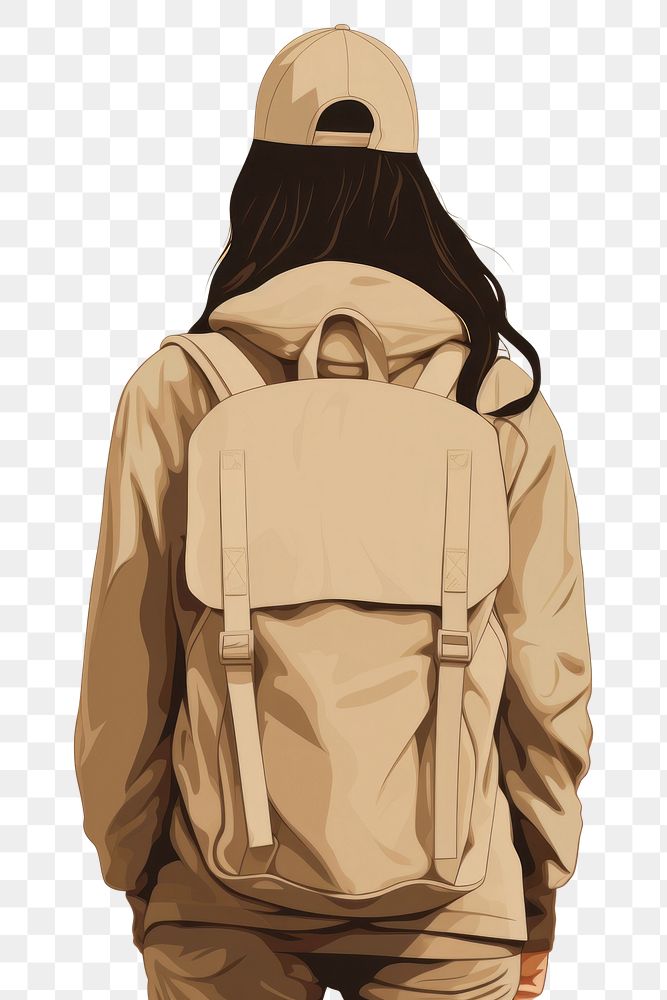 PNG Female traveler backpack adult bag. AI generated Image by rawpixel.