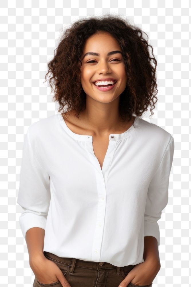 PNG Laughing smiling blouse shirt. 
