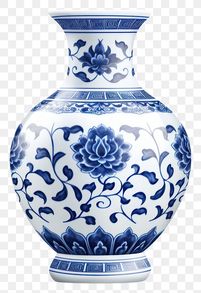 PNG Vase porcelain pottery pattern. 