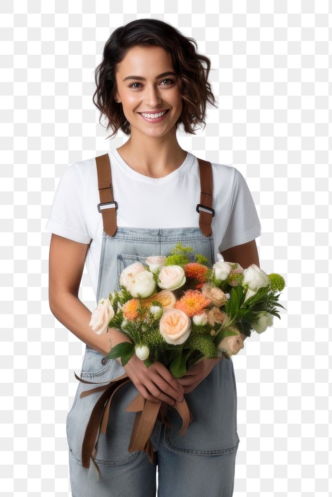 PNG Florist portrait smiling flower. AI generated Image by rawpixel.