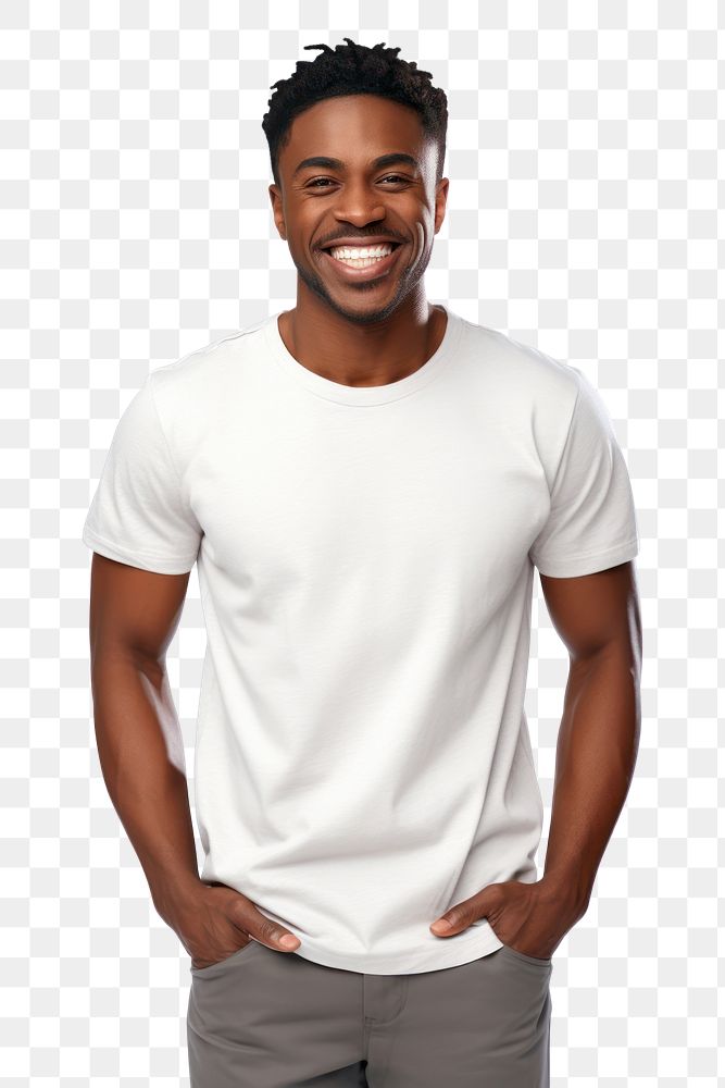 PNG Black man t-shirt smile adult. 