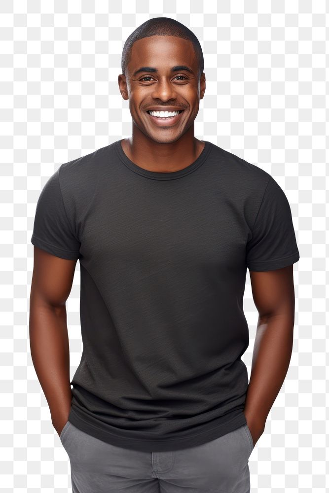 PNG Black man t-shirt smile portrait. AI generated Image by rawpixel.