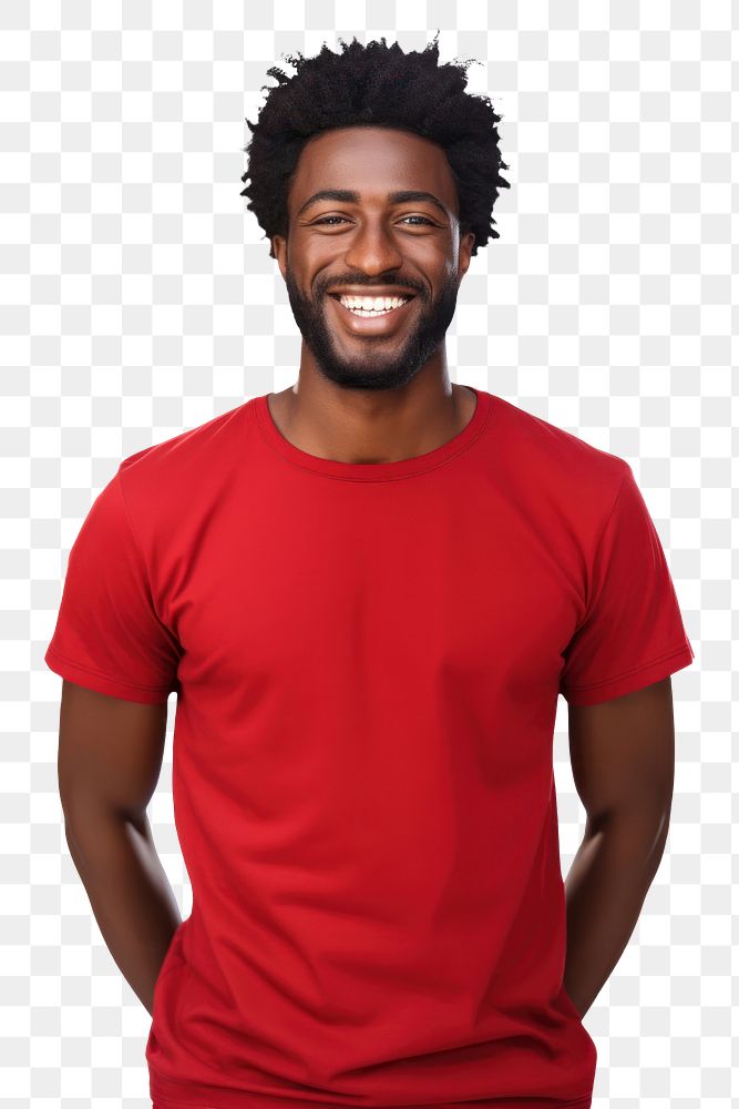 PNG Black man t-shirt smile sleeve. 