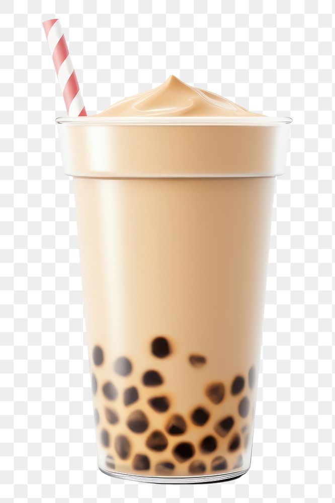 PNG Bubble tea drink white background refreshment. AI generated Image by rawpixel.