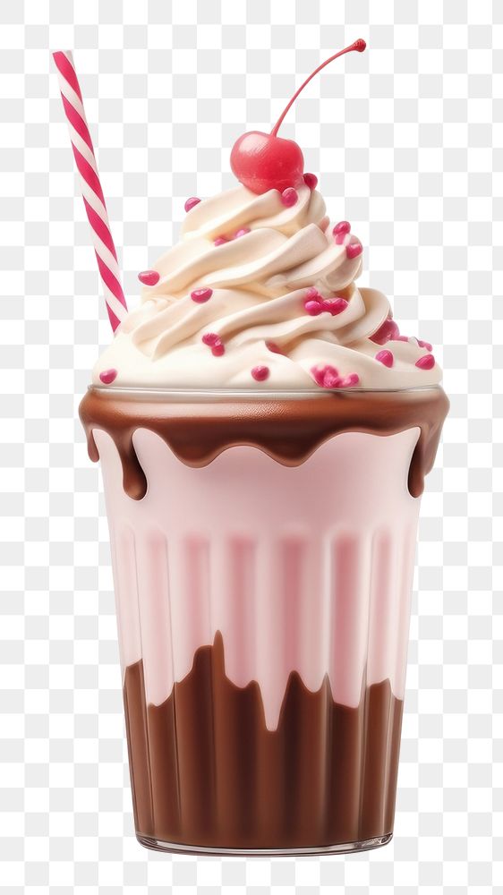 PNG Milkshake dessert cupcake cream. AI generated Image by rawpixel.