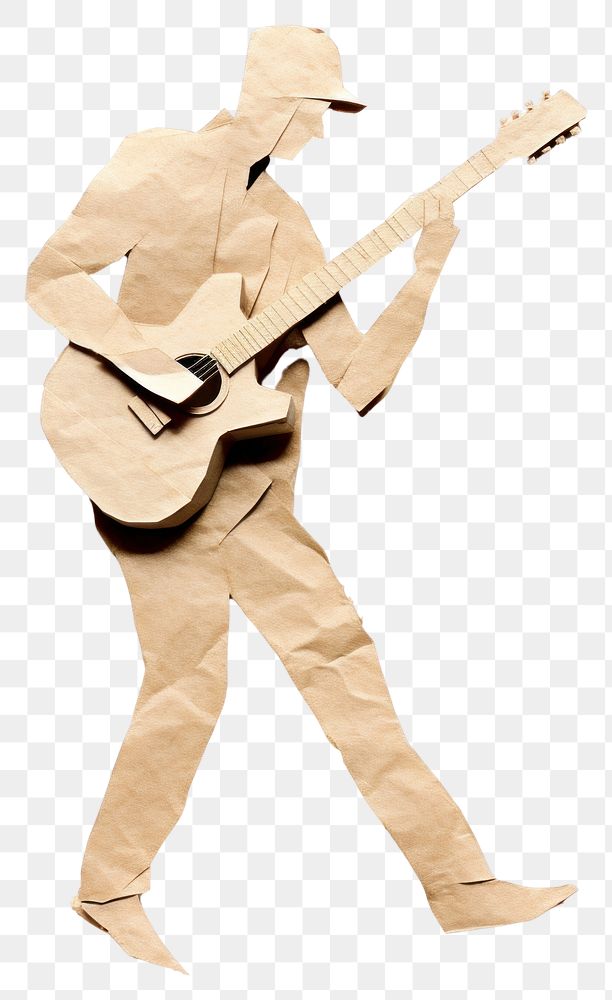 PNG Man playing guitar paper adult white background. AI generated Image by rawpixel.