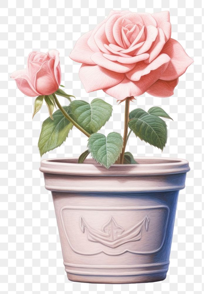 PNG Stone rose flower plant pot. AI generated Image by rawpixel.