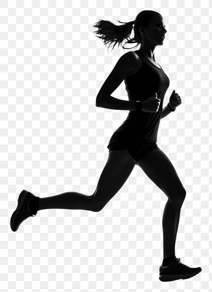 PNG Silhouette woman runner running jogging. AI generated Image by rawpixel.