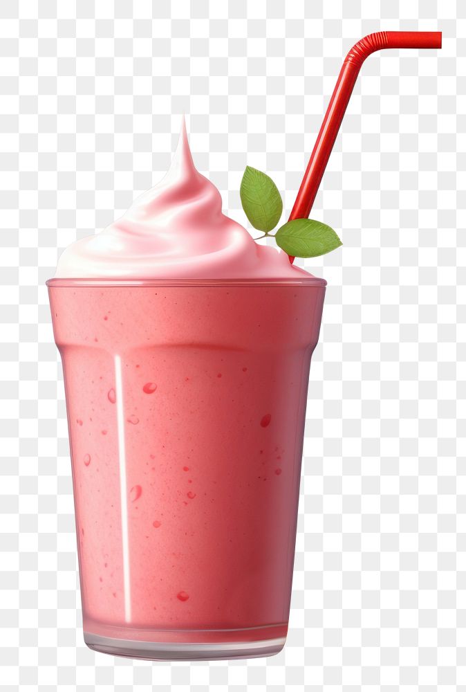 PNG Strawberry smoothie milkshake dessert. AI generated Image by rawpixel.