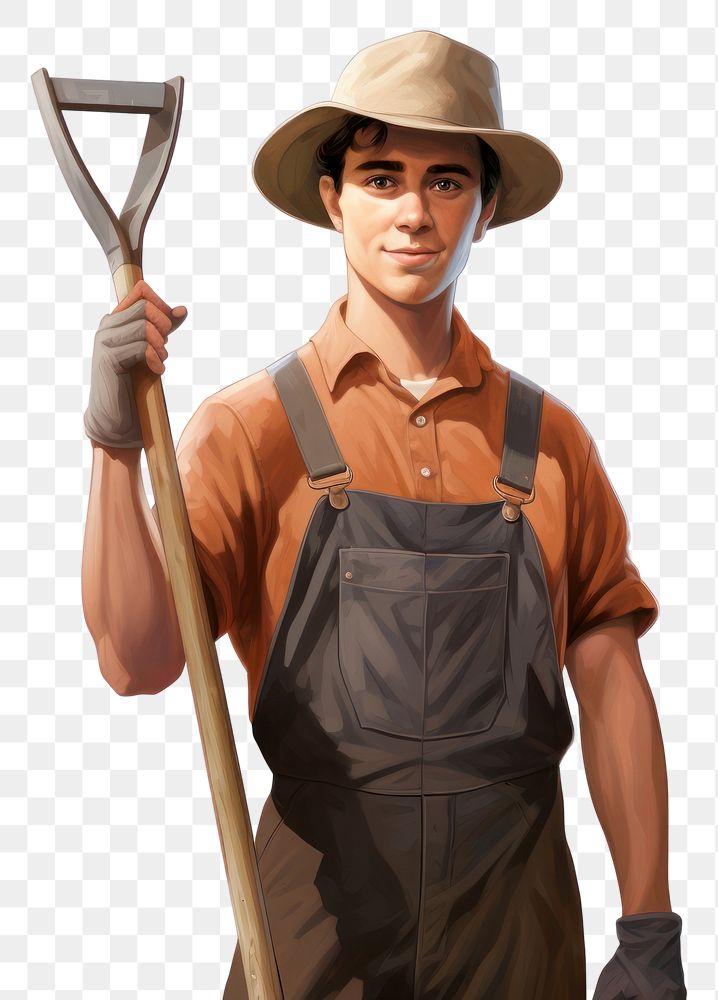 PNG Male gardener portrait holding wheelbarrow. AI generated Image by rawpixel.