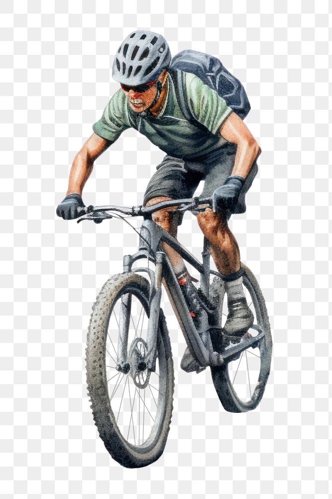 PNG Man riding Mountain bike cycling bicycle vehicle. AI generated Image by rawpixel.