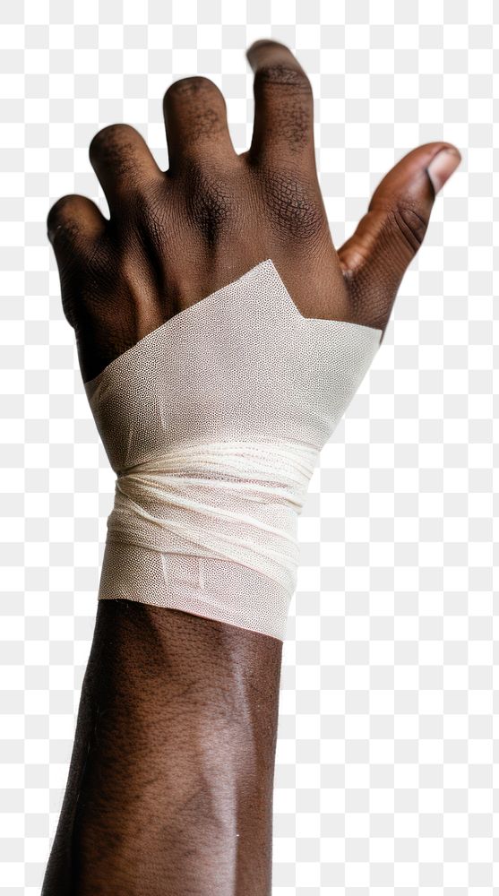 PNG Bandage hand finger white background. AI generated Image by rawpixel.
