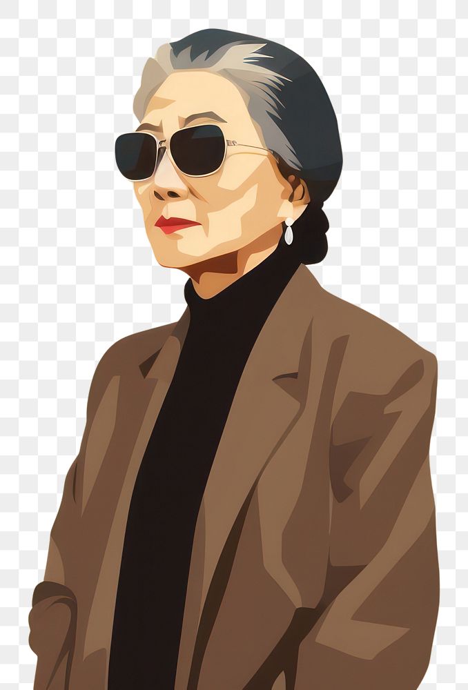 PNG Asian woman glasses cartoon face. AI generated Image by rawpixel.