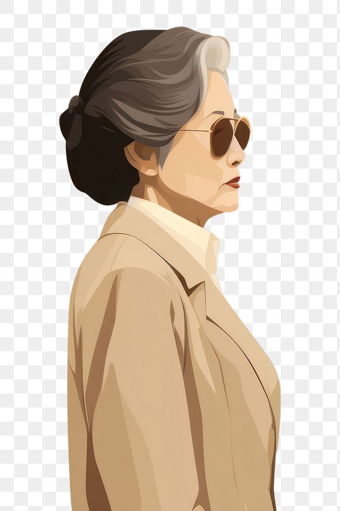 PNG Old asian woman drawing glasses sketch. AI generated Image by rawpixel.