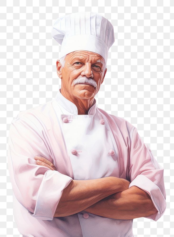 PNG Mature male chef portrait adult white background. AI generated Image by rawpixel.